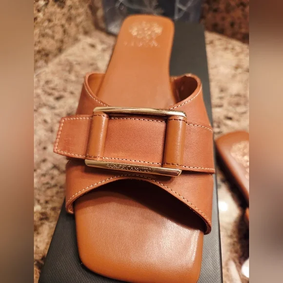 Brown Leather Slide Sandals - Picture 3 of 5